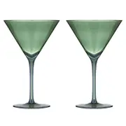 2pc Tempa Verity Drinking Crystal Stemware Martini Glass Set - Fern