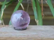 Amethyst Polished Crystal Sphere with Hematite Stand 54 Grams Purple