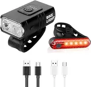 [TheaPro] Bike Lights Front and Back USB Rechargeable Bicycle Light Set Waterproof Front Headlight and Back Taillight 6 Light Modes for Road Mountain Cycling