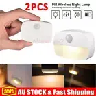 2x LED Motion Sensor PIR Night Light Cordless Battery Powered Closet Stair Light