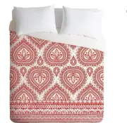 Deny Designs Aimee St Hill Decorative Red White Duvet Cover, Queen