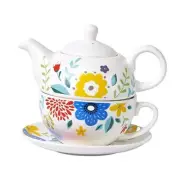 Tea for One Porcelain Teapot and Cup Set, Tea Set for One, Floral Teapot, Tea