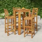 4 PCS Wooden Garden Bar Set Elegant Outdoor Furniture Patio Table Chairs Sturdy