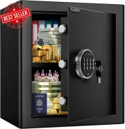 Security Home Safe, Cabinet Fireproof Safe Box with Digital Keypad Safety Key L