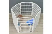 YES4PETS 6 Panel Plastic Pet Pen Pet Foldable Fence Dog Fence Enclosure With Gate White