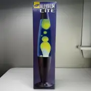 FX Alluvium Lite Lava Lamp Hot Rock Fluro Yellow Blue Liquid Silver Base