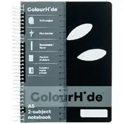 ColourHide A5 Recycled 2 Subject Notebook 300 Page Black