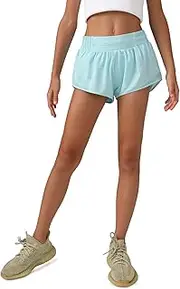 [MCEDAR] Girls Athletic Shorts with Liner, Quick-Dry Lightweight Active Workout Sports Running Shorts with Zip Pocket