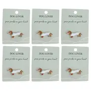 6x Urban Sausage Dog Memento Pin Brown 2cm Display Decorative Keepsake Decor