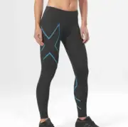 SALE | 2XU Ice Mid Rise Womens Compression Long Tights - Black/Ice Blue