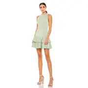 Mac Duggal 55291 Pistachio Green Ruffled Sleeveless Jewel Neck Dress Size 4 NWT