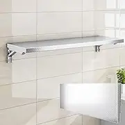 Exquisite Stainless Steel Wall Mounted Folding Table with Kitchen Storage Shelf for Living Room Balcony Bathroom Laundry Room 150x40cm