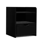 Artiss Bedside Table 1 Drawer with Shelf - FARA Black