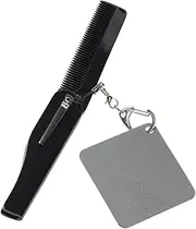 Folding Comb Keychain with Mirror Portable Beard Comb and Fine Tooth Pocket Comb for Men Durable Compact Design for Travel and Everyday Use Great Craftsmanship and Easy