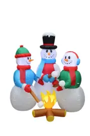 5 Foot Tall Huge Christmas Inflatable Snowmen Snowman Campfire Camping Roasti...