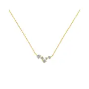 ANYCO Necklace 18K Gold Plated 925 Silver Dainty Central V Pendant with Zircon 5A Gift Jewelry