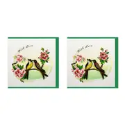 2x Boyle Handmade Paper 15x15cm Quilled Greeting Card/Envelope With Love Birds