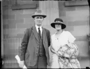 Tom Walsh, with a woman standing on his left, during his deportati- Old Photo