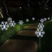 White Christmas Pathway Lights Solar Powered, Snowflake Lights with Stake Outdoor Waterproof with 5-LED (Snowflake)