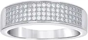 [JewelryWeb] 925 Sterling Silver Mens 0.53ct Moissanite Fashion Wedding Band Ring 6.3mm Long6-Wedding-Band for Men
