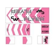 CW - California Flyer - Pink on white decal set - old school bmx
