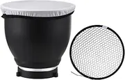 7 Inch Mount Beauty Dish Standar Reflector Diffuser Lamp Shade Dish with 60°Honeycomb Grid & Diffuser Sock for Mount Studio Strobe Flash Light lite Black One Size