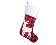 C334 Red Black Grid Christmas Stocking Plush Christmas Gift Bag Christmas Pendant Decoration Ornaments for Christmas Party