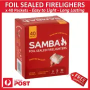 New Samba Foil Sealed Firelighters 40 packs Easy to Light Fire Starter Free Ship
