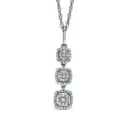 0.2 CT. T.W. Composite Natural Diamond Vertical Three Stone Square Frame Pendant in 10K White Gold