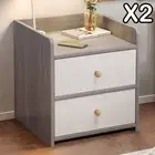 2x Bedside Table Bedroom Nordic Light Gray & Warm White, 2 Drawers, Modern -47x2