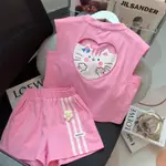 GIRLS' SLEEVELESS SUIT 2023 CHILDREN'S THIN SHORTS女童裝無袖套裝202