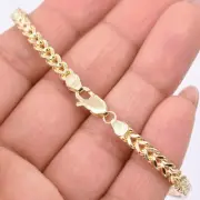 3.9mm Textured Franco Wheat Anklet Real 10K Yellow Gold 10"