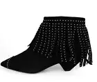 NEW SAINT LAURENT Blaze Laced Fringe Ankle Boot, Black Suede, EUR 39, MSRP $1395