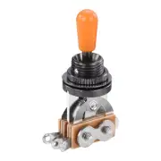 3 Way Short Straight Guitar Toggle Switch Black with Orange Tip Knob Caps
