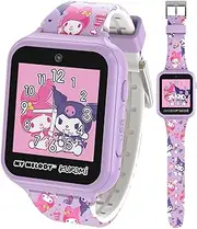 Sanrio My Melody & Kuromi Kids Smartwatch with Touchscreen – Features 10 Interactive Faces, Camera for Selfies, Voice Recorder, Step Counter, 26 Games – Pink Silicone Strap Kids Interactive Fun Watch,
