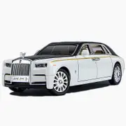 Catzon 1:24 Phantom Alloy Car Model with Luminous Crystal Emblem and Starlight Headliner-WhiteBlack