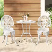 3 Piece Patio Bistro Set Dining White