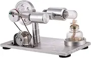 Hot Air Stirling Engine Motor Model Electricity Power Generator with LED Physics Educational Birthday Scientific Silver