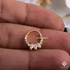 Moissanite Diamond Marquis Daith Piercing, Prong Set Nose Ring in 14K Gold