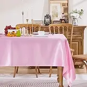 Fantastshop Satin Rectangle Tablecloth - Stain Resistant Wrinkle Free Soft Silk Table Cloth - Bright Smooth Table Cover Table Decoration for Wedding Banquet Party, Light Pink, 147cm x 305cm.