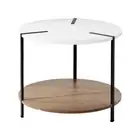 Artiss Cedric Coffee Side End Lamp Table 2 Shelves Round 60cm White