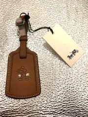 LIMITED EDITION Coach x Mickey Mouse Disney Luggage Tag Leather Brown NEW W/TAG