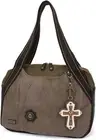 New Chala Bowling Zip Tote Large Bag Pleather Stone Gray Coin Purse CROSS gift