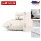 Cozy King Cotton Flannel Sheet Set with Deep Pockets - Lodge Style Beige