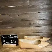 Womens Sam Edelman Wanda Beige Patent Leather Pointed Ballet Flats Size 6.5 M