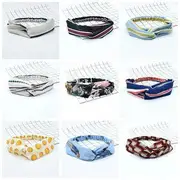 Printed Criss Cross Headband 5 - Flower - Blue - One Size