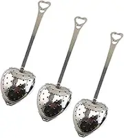 HAKIDZEL 10Pcs Heart Shaped Stainless Steel Tea Strainer Spoon Long Grip Tea Infuser for Loose Leaf Tea and Spices Fine Mesh Design for Steeping