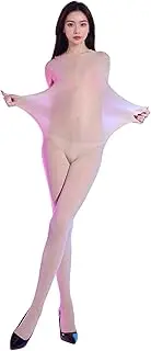 [RUIBAVYA] Body Stockings for Women Crotchless Full Body Stocking Sheer Catsuit Shiny Bodystocking Sexy Lingerie Plus Size
