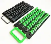 96pc GOLIATH INDUSTRIAL SOCKET ORGANIZER TRAY RAIL RACK HOLDER SET GREEN BLACK