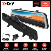 Touch Screen Rearview Mirror Dash Cam 2K 12-inch Front/Rear 2 Lens WiFi Camera